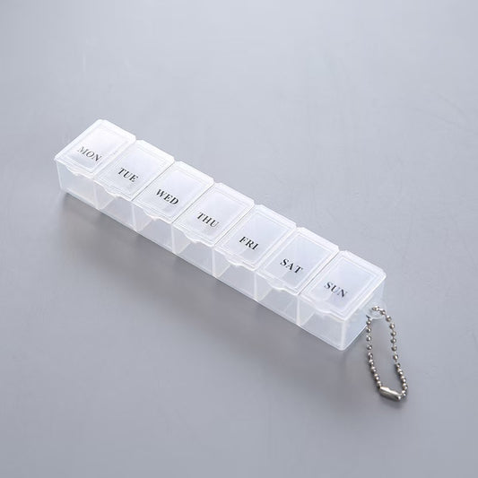 Portable 7 Day Pill Organizer Weekly Pill Box Case Travel Plastic Pill Container with Keychain