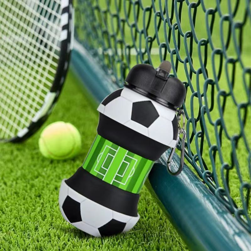 Silicone Football Foldable Water Bottle Kettle Unisex Drinking Bottles for Gym Outdoor Activity