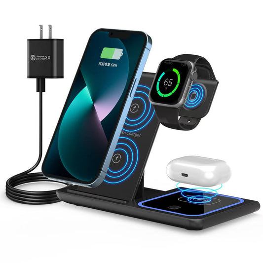 Magnetic 15W 4-in-1 RGB Night Light Wireless Charger Stand OTP Protected Smart Watch Stand for iPhone 16 15 14 Pro Max