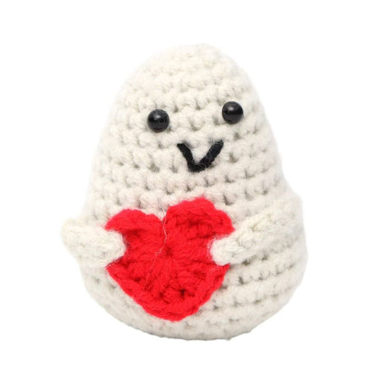 手作りのかわいいニットポジティブポテトミニ人形オーナメント、面白いかぎ針編みの装飾、励ましのギフト、新しいクラフト用品