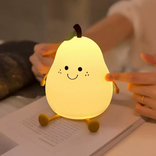 Cartoon Silicone Pear Night Light USB Charging 7 Colors Change Night Light LED Table Lamp