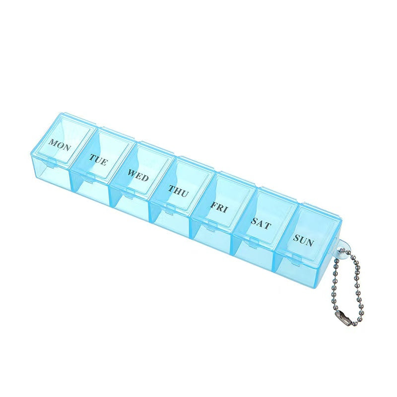 Portable 7 Day Pill Organizer Weekly Pill Box Case Travel Plastic Pill Container with Keychain