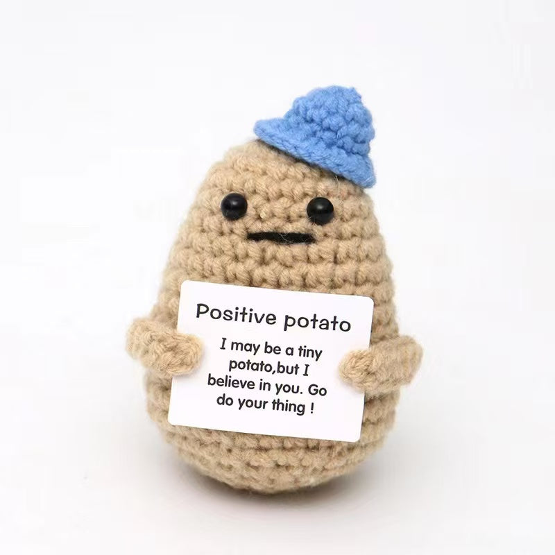 Handmade Cute Knitted Positive Potato Mini Doll Ornaments Funny Crochet Decorations Encouragement Gift New Craft Supplies