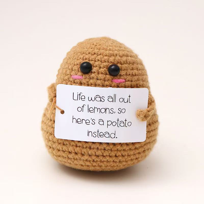 Handmade Cute Knitted Positive Potato Mini Doll Ornaments Funny Crochet Decorations Encouragement Gift New Craft Supplies