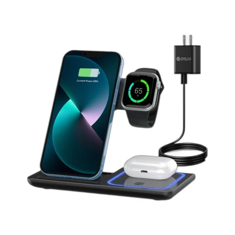Magnetic 15W 4-in-1 RGB Night Light Wireless Charger Stand OTP Protected Smart Watch Stand for iPhone 16 15 14 Pro Max